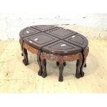 A Chinese hardwood nest of six tables, H35cm ,W92cm, D63cm