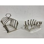 A 1932 Birmingham silver Art Deco style toast rack makers mark D&F measures 8x8x6.5cm along with a