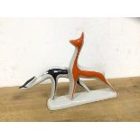 A latter half of the 20thc PFF Riga china figure of two deer stamped to base, measures 17cm x 23cm