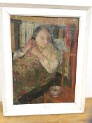Irene Halliday RSW (Scottish) b 1931, Breakfast in Bed, signed and dated 1952, framed, measures 60cm