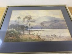 A W Hogg, Highland Loch, watercolour, signed and dated 1900 bottom left, measures 29cm x 45cm