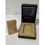 A Dupont gold plated lighter with original box, lighter measures 6cm high