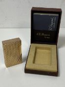 A Dupont gold plated lighter with original box, lighter measures 6cm high