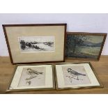 James McArdle, Loch Rannoch, drypoint etching, signed bottom right, paper label verso, measures 11cm