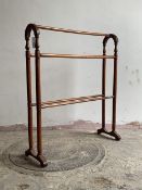 A late 19th century turned walnut towel rail H90cm ,W77cm