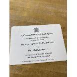 An invitation to the wedding of the Prince of Wales to Lady Diana Spencer, handwritten inscription