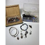 A quantity of costume and silver jewellery including bangles, bracelets, earrings, beads etc (a