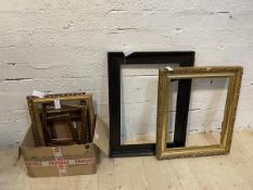 A group of frames, some moulded and gilt, largest with internal measurement of 65cm x 44cm