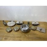 A mixed lot of silver plate including a rose bowl inscribed India to base, measures 5cm x 11cm,