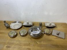 A mixed lot of silver plate including a rose bowl inscribed India to base, measures 5cm x 11cm,
