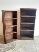 Two early 20th century open bookcases, larger H109cm, W50cm, D23cm