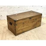 A 19th century camphour wood box, the hinged lid with recessed handle revealing plane interior,