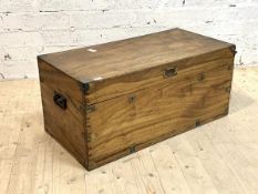 A 19th century camphour wood box, the hinged lid with recessed handle revealing plane interior,