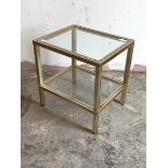 Peirre Vandel, A contemporary two tier glass and brass lamp table, H51cm, W50cm, D41cm