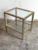 Peirre Vandel, A contemporary two tier glass and brass lamp table, H51cm, W50cm, D41cm