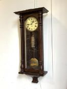 A Late 19th century Vienna style wall clock, the white ivorine dial inscribed 'GB', single train