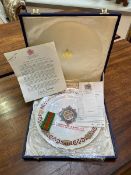 A Ltd Edition Spode Order of Bath plate numbered 244/1000 along with associated papers and