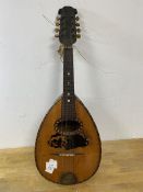 An early 20thc strung instrument with inlay decoration measures 61cm