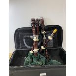 A complete set of bagpipes with canmore bag comes with bottle trap and set of drone reeds also