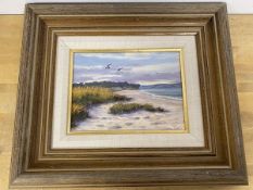 Andrew Welch, Nairn Beach, oil, signed bottom right, ex Riverside Gallery, measures 17.5cm x 23.5cm