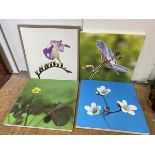 Nigel Bridges, four photographic prints on canvas depicting flowers including meadow saxifrage,