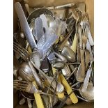 A quantity of Epns cutlery including knives, forks, spoons, serving spoons, ladle's, some with