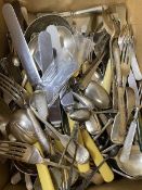 A quantity of Epns cutlery including knives, forks, spoons, serving spoons, ladle's, some with