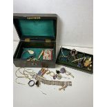 A quantity of costume and silver jewellery including a panel link bracelet measuring 16cm,
