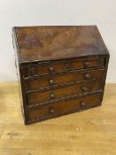A 19thc apprentice piece mahogany fall front bureau with two short drawers over three graduated