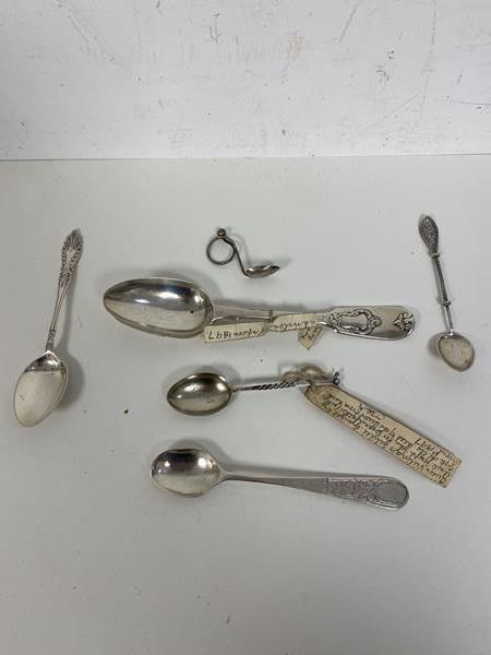 A mid 19thc Victorian silver spoon, measures 18cm and weighs 53 grammes, along with two other