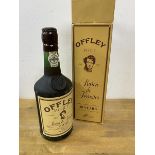 A bottle of Offley port Baron de Forrester bottled in 1986, with original box