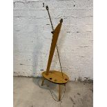 A Mid Century artists easel designed, two light standard lamp on tripod base, measures 140cm high