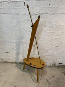 A Mid Century artists easel designed, two light standard lamp on tripod base, measures 140cm high
