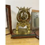 A late 19thc skeleton clock inscribed Walter Rutherford Jedburgh, measures 24cm high with later case