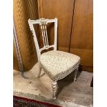 An Edwardian inspired side chair, with white painted finish with triple spindle splat back and