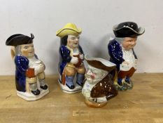 A set of four Toby jugs, two with lids, tallest measures 25cm high (a lot)