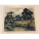 Early 20thc school, country landscape with cottage, watercolour, framed, measures 26cm x 31cm