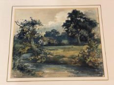 Early 20thc school, country landscape with cottage, watercolour, framed, measures 26cm x 31cm