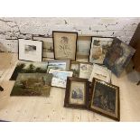 A quantity of miscellaneous art including oils, watercolours, prints etc (a lot)