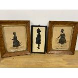 Two 19thc silhouettes with additional hand drawn details, pencil drawn and gilt highlights, and