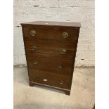 A 19thc and later chest of drawers with the rectangular top with moulded edge over four graduated