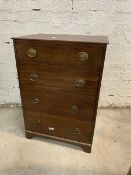 A 19thc and later chest of drawers with the rectangular top with moulded edge over four graduated