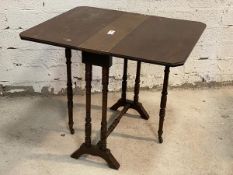 A late Victorian mahogany Sutherland table, the top with canted corners on turned supports on