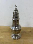 A 1960's Birmingham silver sugar caster, measures 18cm high and weighs 110 grammes
