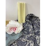 A mixed lot including a felted wool reverse printed paisley pattern fabric measures 230cm x 150cm