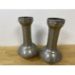 A pair of pewter Arts & Crafts style vases, base inscribed W & Co English Pewter Hand Beaten