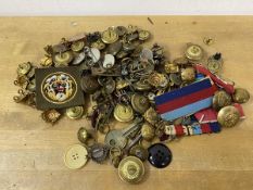 A collection of military badges and buttons (a lot)