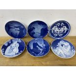 A set of six Danish Mors Dag (Mother's Day) wall plates, the years 1978 through 1982, each