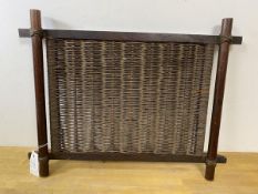 A modern Japanese tray with wicker base in wooden frame, measures 56cm x 43cm