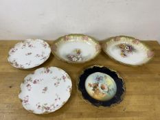 A mixed lot of china including two early 20thc Limoges bowls with floral decoration, bases stamped G